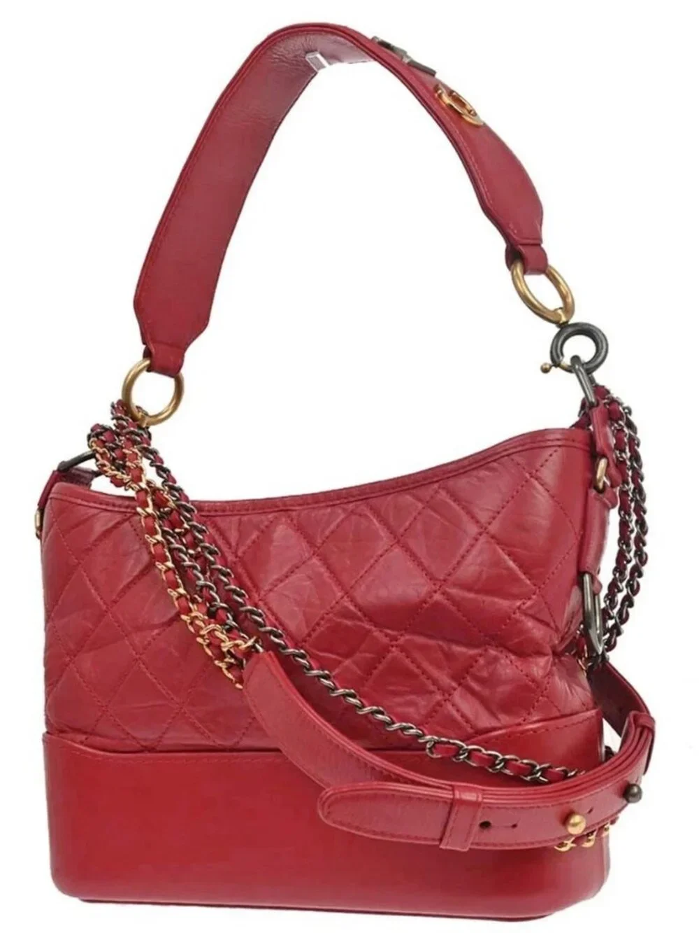 Chanel Red Calfskin Medium Gabrielle 2way Handbag Shoulder Bag 168574